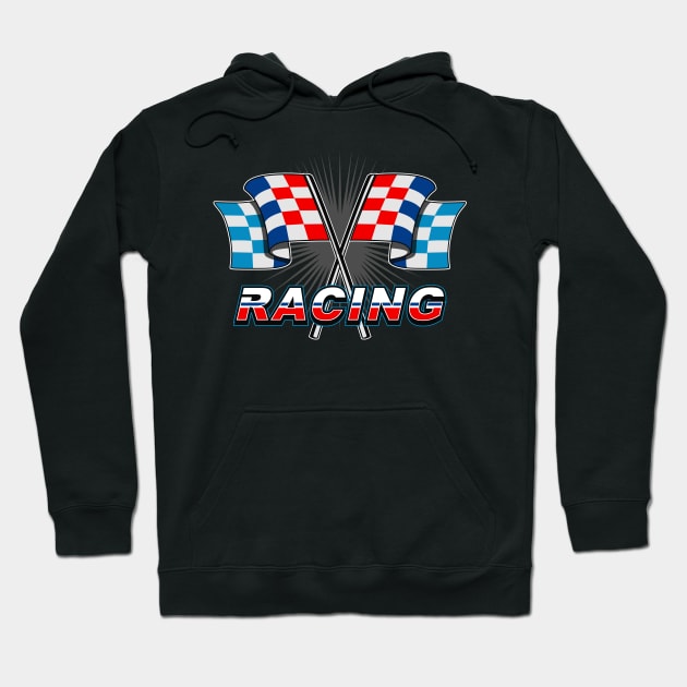 Tricolor checkered racing flag Hoodie by Jiooji Project